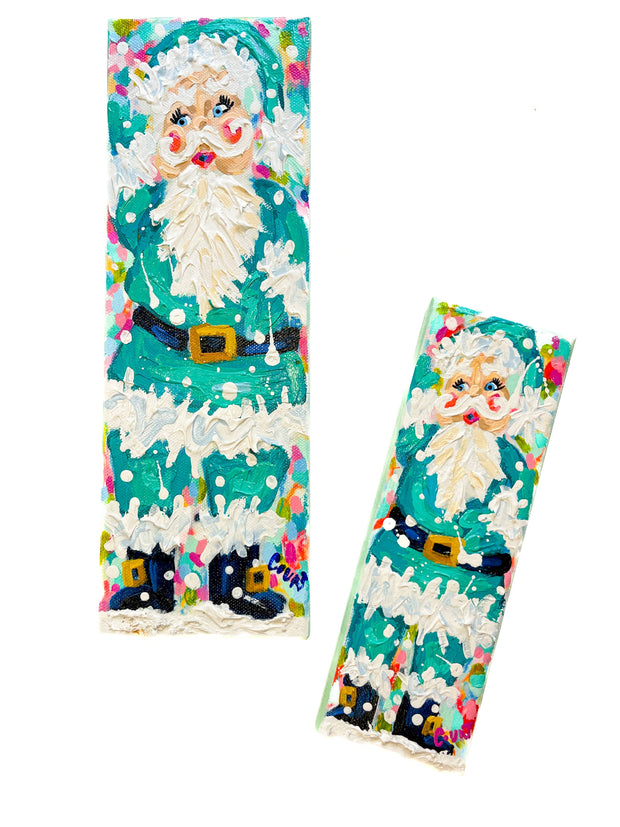 Turquoise Vintage Santa Original Painting-0