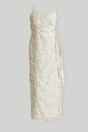 Strappy Wrap Dress in Blue Florals