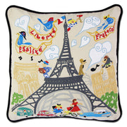 Eiffel Tower Paris Hand-Embroidered Pillow-0